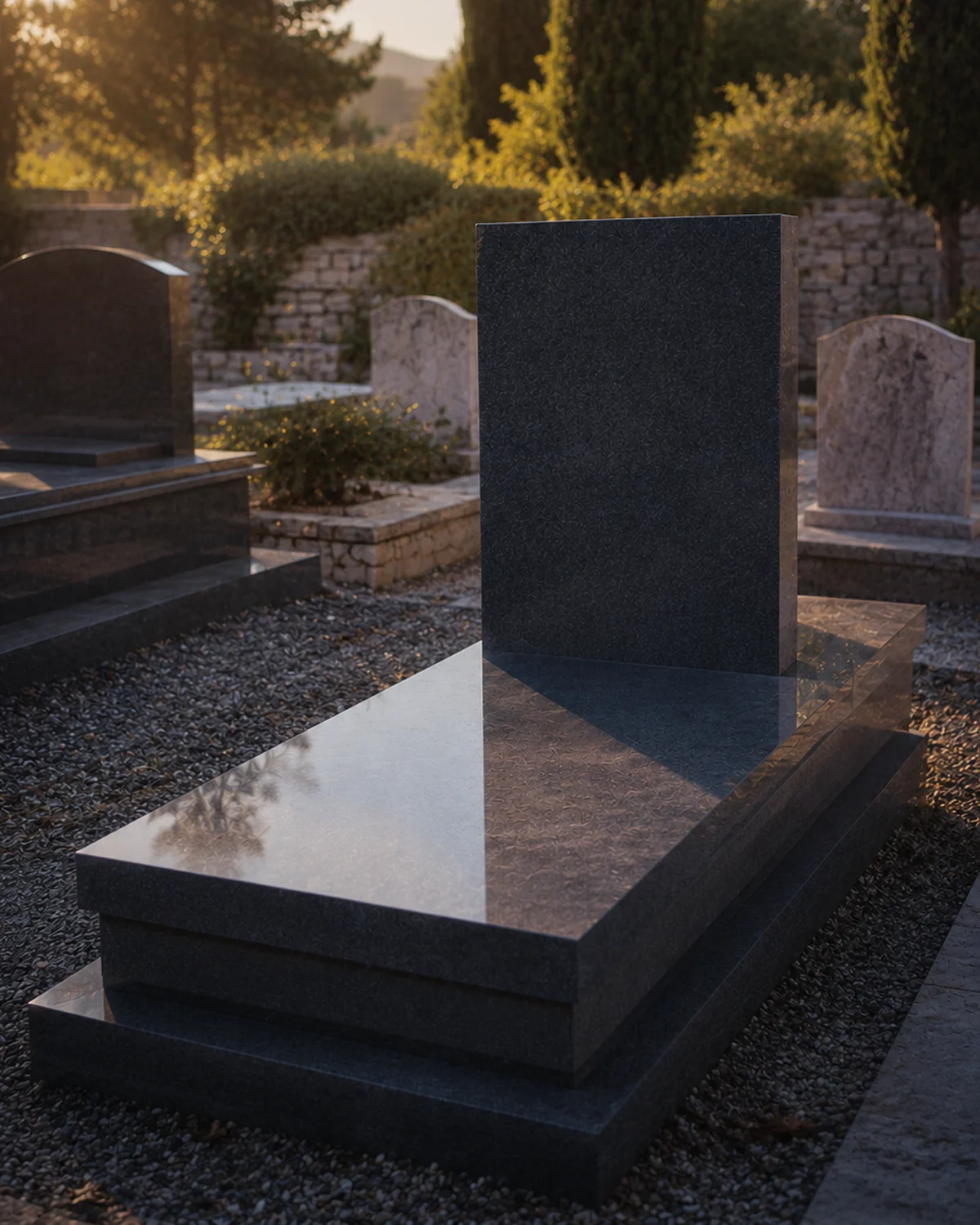 Pose d’un monument funéraire par les équipes Daumas Miletto